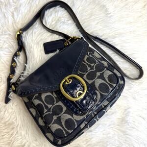 y2k COACH Denim Patent Leather Bleeker Crossbody